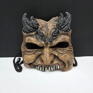 Unbranded Devil Demon Half Mask Horned Scary Monster OS Brown Black Halloween